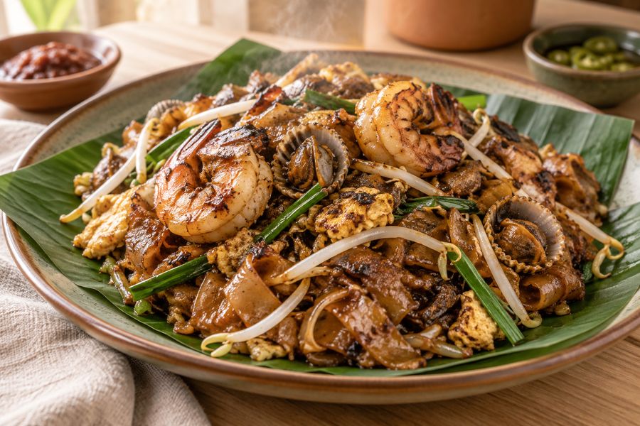 Char Kway Teow - Wok-fried noodles, prawns