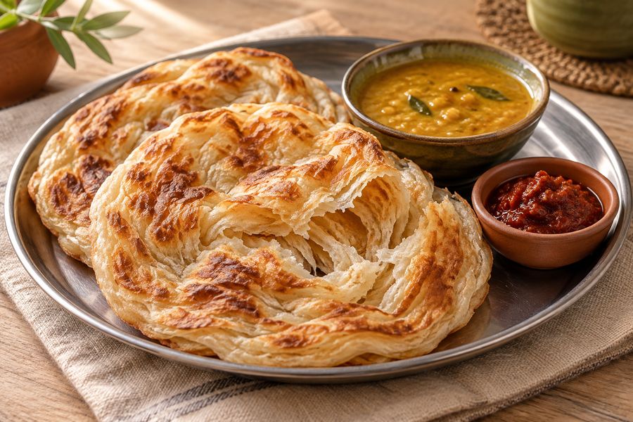 Roti Canai - Flaky flatbread, dhal curry
